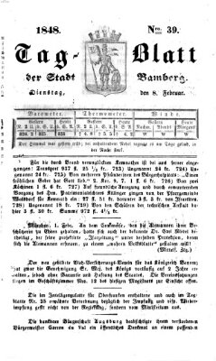 Tag-Blatt der Stadt Bamberg (Bamberger Tagblatt) Dienstag 8. Februar 1848