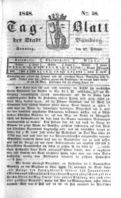 Tag-Blatt der Stadt Bamberg (Bamberger Tagblatt) Sonntag 27. Februar 1848