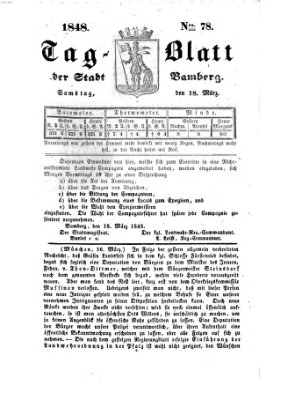 Tag-Blatt der Stadt Bamberg (Bamberger Tagblatt) Samstag 18. März 1848