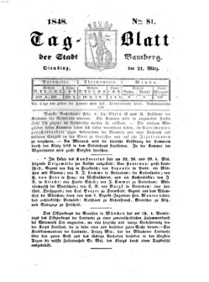 Tag-Blatt der Stadt Bamberg (Bamberger Tagblatt) Dienstag 21. März 1848