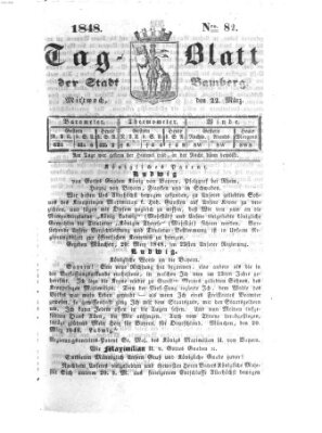 Tag-Blatt der Stadt Bamberg (Bamberger Tagblatt) Mittwoch 22. März 1848