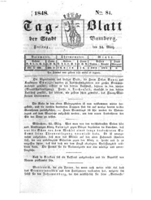 Tag-Blatt der Stadt Bamberg (Bamberger Tagblatt) Freitag 24. März 1848