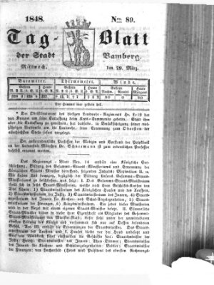 Tag-Blatt der Stadt Bamberg (Bamberger Tagblatt) Mittwoch 29. März 1848