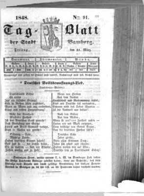 Tag-Blatt der Stadt Bamberg (Bamberger Tagblatt) Freitag 31. März 1848