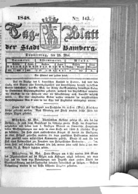 Tag-Blatt der Stadt Bamberg (Bamberger Tagblatt) Donnerstag 25. Mai 1848