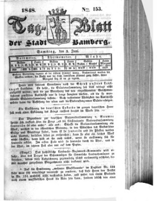 Tag-Blatt der Stadt Bamberg (Bamberger Tagblatt) Samstag 3. Juni 1848