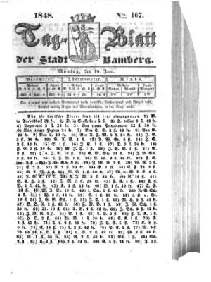 Tag-Blatt der Stadt Bamberg (Bamberger Tagblatt) Montag 19. Juni 1848