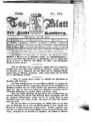 Tag-Blatt der Stadt Bamberg (Bamberger Tagblatt) Montag 26. Juni 1848