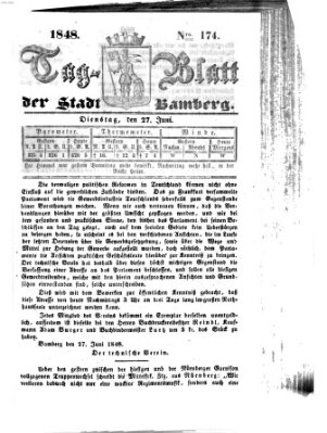 Tag-Blatt der Stadt Bamberg (Bamberger Tagblatt) Dienstag 27. Juni 1848