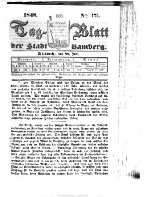 Tag-Blatt der Stadt Bamberg (Bamberger Tagblatt) Mittwoch 28. Juni 1848