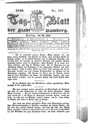 Tag-Blatt der Stadt Bamberg (Bamberger Tagblatt) Freitag 30. Juni 1848