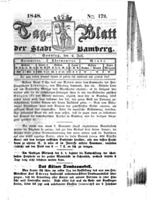 Tag-Blatt der Stadt Bamberg (Bamberger Tagblatt) Sonntag 2. Juli 1848