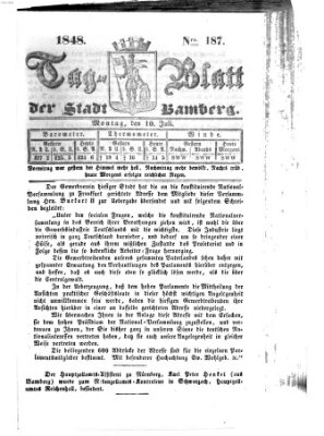 Tag-Blatt der Stadt Bamberg (Bamberger Tagblatt) Montag 10. Juli 1848