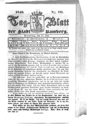 Tag-Blatt der Stadt Bamberg (Bamberger Tagblatt) Dienstag 11. Juli 1848