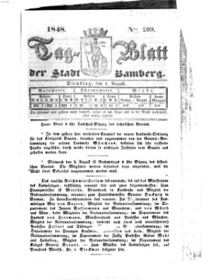 Tag-Blatt der Stadt Bamberg (Bamberger Tagblatt) Dienstag 1. August 1848