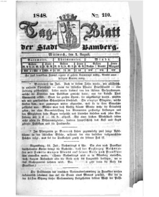 Tag-Blatt der Stadt Bamberg (Bamberger Tagblatt) Mittwoch 2. August 1848