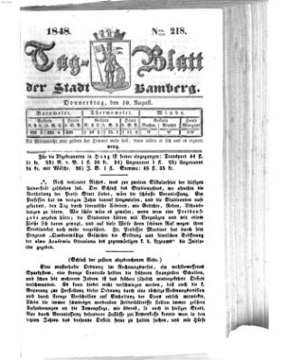 Tag-Blatt der Stadt Bamberg (Bamberger Tagblatt) Donnerstag 10. August 1848