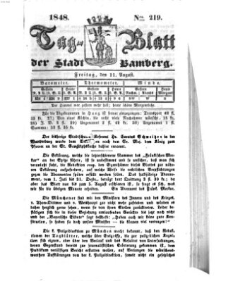 Tag-Blatt der Stadt Bamberg (Bamberger Tagblatt) Freitag 11. August 1848