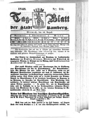 Tag-Blatt der Stadt Bamberg (Bamberger Tagblatt) Mittwoch 16. August 1848