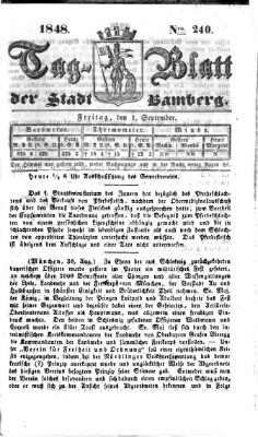 Tag-Blatt der Stadt Bamberg (Bamberger Tagblatt) Freitag 1. September 1848