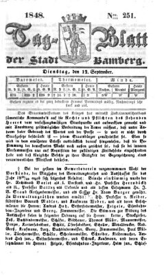 Tag-Blatt der Stadt Bamberg (Bamberger Tagblatt) Dienstag 12. September 1848