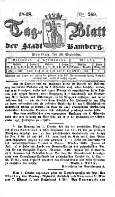 Tag-Blatt der Stadt Bamberg (Bamberger Tagblatt) Samstag 30. September 1848