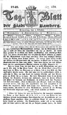 Tag-Blatt der Stadt Bamberg (Bamberger Tagblatt) Sonntag 1. Oktober 1848