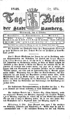 Tag-Blatt der Stadt Bamberg (Bamberger Tagblatt) Mittwoch 4. Oktober 1848