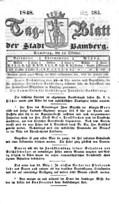 Tag-Blatt der Stadt Bamberg (Bamberger Tagblatt) Samstag 14. Oktober 1848