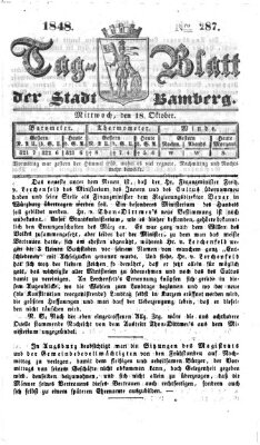 Tag-Blatt der Stadt Bamberg (Bamberger Tagblatt) Mittwoch 18. Oktober 1848
