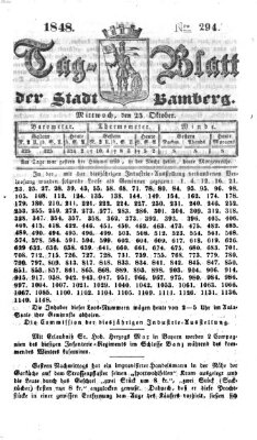 Tag-Blatt der Stadt Bamberg (Bamberger Tagblatt) Mittwoch 25. Oktober 1848