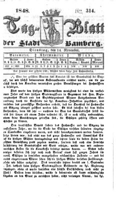 Tag-Blatt der Stadt Bamberg (Bamberger Tagblatt) Dienstag 14. November 1848