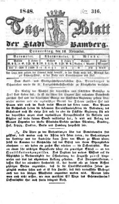 Tag-Blatt der Stadt Bamberg (Bamberger Tagblatt) Donnerstag 16. November 1848