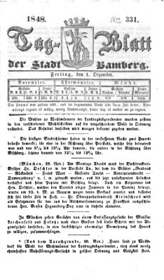 Tag-Blatt der Stadt Bamberg (Bamberger Tagblatt) Freitag 1. Dezember 1848