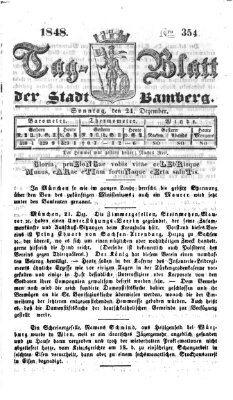 Tag-Blatt der Stadt Bamberg (Bamberger Tagblatt) Sonntag 24. Dezember 1848