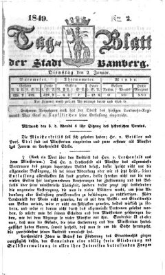 Tag-Blatt der Stadt Bamberg (Bamberger Tagblatt) Dienstag 2. Januar 1849