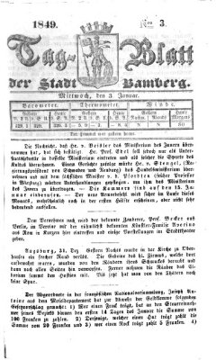 Tag-Blatt der Stadt Bamberg (Bamberger Tagblatt) Mittwoch 3. Januar 1849