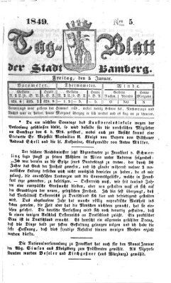 Tag-Blatt der Stadt Bamberg (Bamberger Tagblatt) Freitag 5. Januar 1849