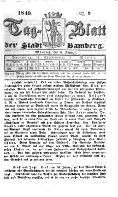 Tag-Blatt der Stadt Bamberg (Bamberger Tagblatt) Montag 8. Januar 1849