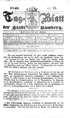 Tag-Blatt der Stadt Bamberg (Bamberger Tagblatt) Freitag 12. Januar 1849