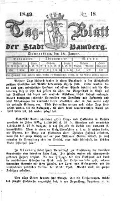 Tag-Blatt der Stadt Bamberg (Bamberger Tagblatt) Donnerstag 18. Januar 1849