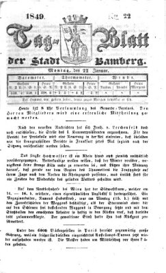 Tag-Blatt der Stadt Bamberg (Bamberger Tagblatt) Montag 22. Januar 1849