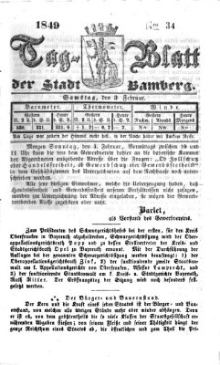 Tag-Blatt der Stadt Bamberg (Bamberger Tagblatt) Samstag 3. Februar 1849