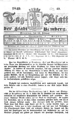 Tag-Blatt der Stadt Bamberg (Bamberger Tagblatt) Sonntag 18. Februar 1849