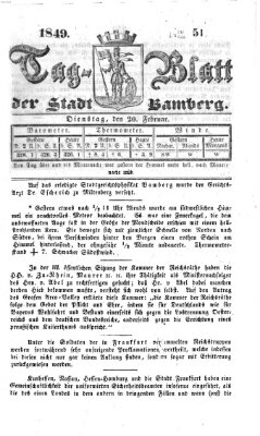 Tag-Blatt der Stadt Bamberg (Bamberger Tagblatt) Dienstag 20. Februar 1849