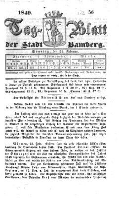 Tag-Blatt der Stadt Bamberg (Bamberger Tagblatt) Sonntag 25. Februar 1849