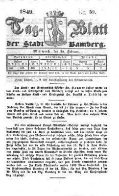 Tag-Blatt der Stadt Bamberg (Bamberger Tagblatt) Mittwoch 28. Februar 1849