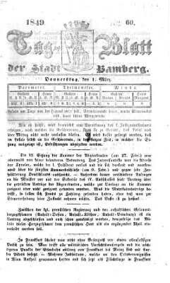 Tag-Blatt der Stadt Bamberg (Bamberger Tagblatt) Donnerstag 1. März 1849