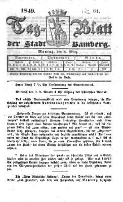 Tag-Blatt der Stadt Bamberg (Bamberger Tagblatt) Montag 5. März 1849