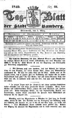 Tag-Blatt der Stadt Bamberg (Bamberger Tagblatt) Mittwoch 7. März 1849